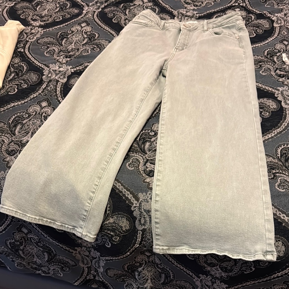 Gray Flare Wide Leg Jeans Casual Style